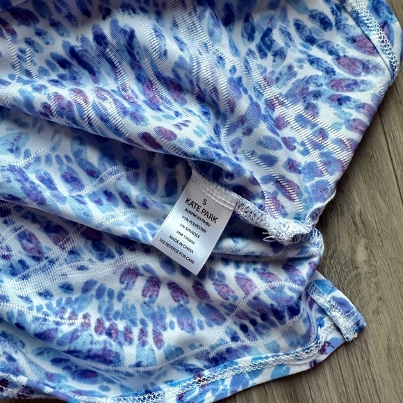 Women’s Jackquard ¾ Sleeve Blouse Blue Pattern Size Small - Picture 8 of 9